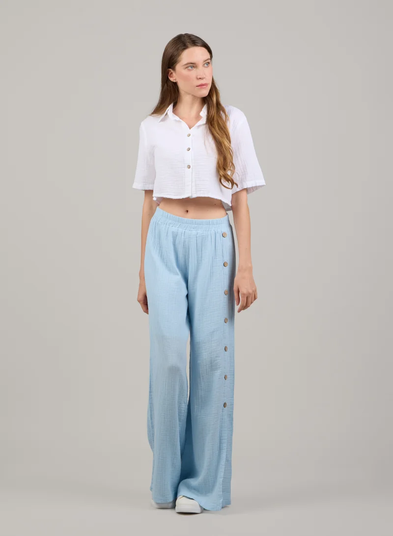 Just Nature Jenny Wide-leg Trousers with Side Slit